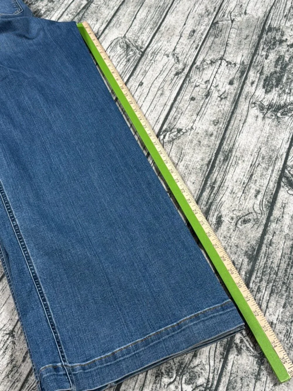 Spanx Wide Leg Jeans Womens L Medium Blue Wash High Rise Pull On Style - Picture 6 of 9